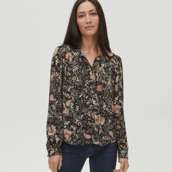 NWT Michael Stars Alexei Printed Bow Blouse Size 2X - Picture 1 of 12